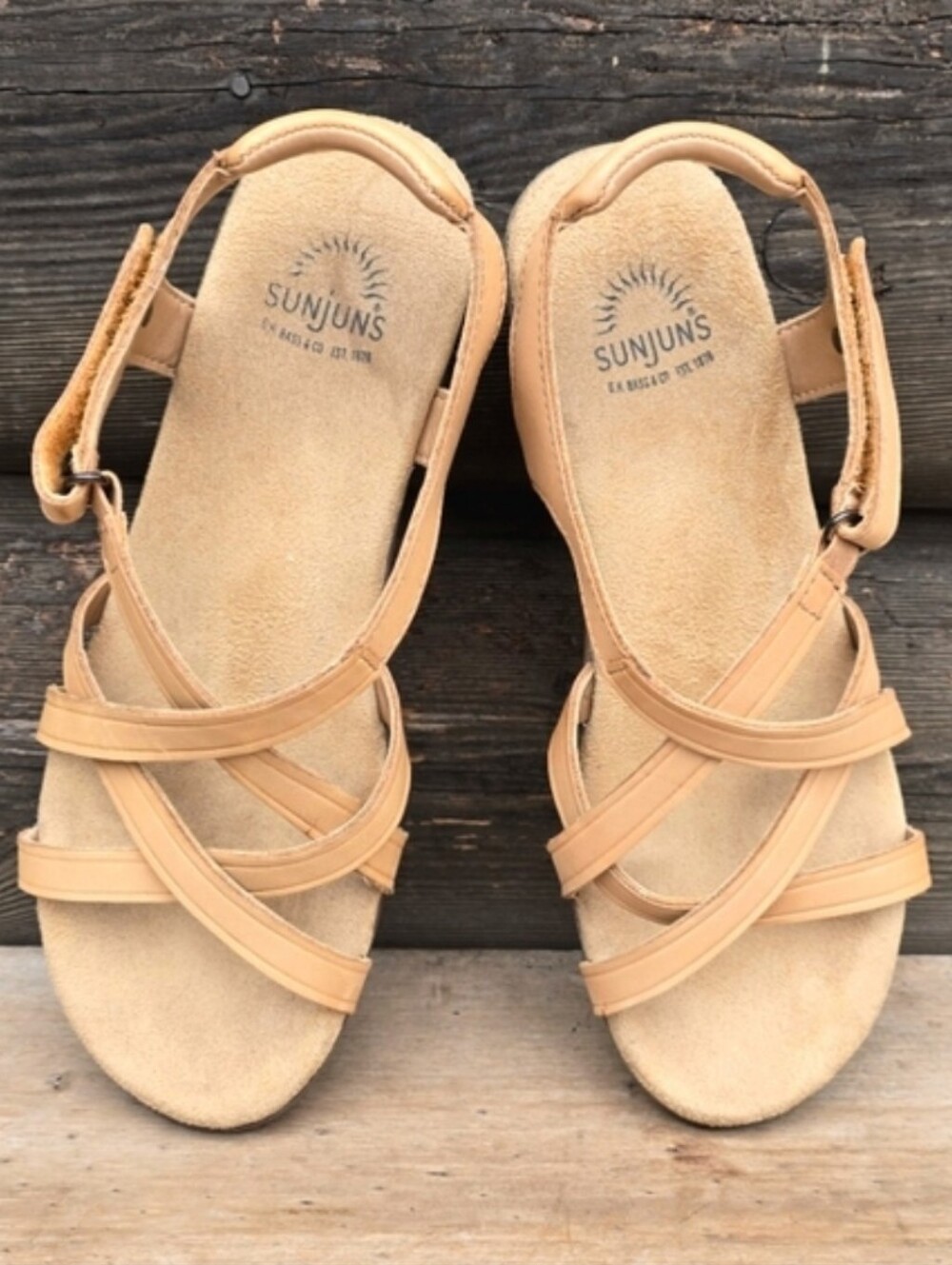 Bass Sunjuns Martha Coastal Minimalist Leather Wedge Comfort Sandal 7.5W